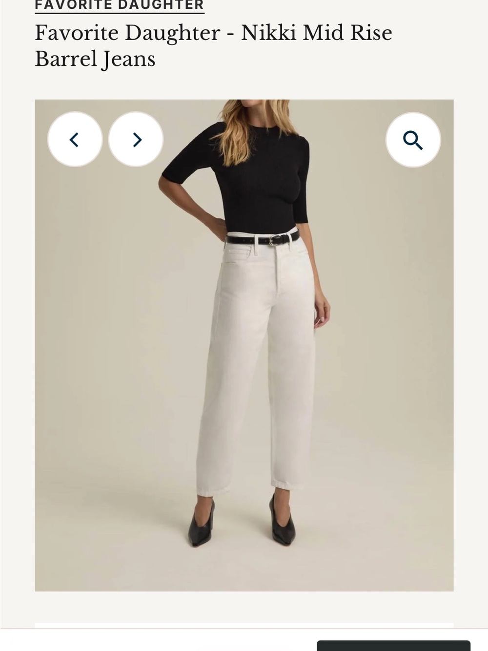Favorite Daughter Nikki Mid Rise Barrel Jeans - White